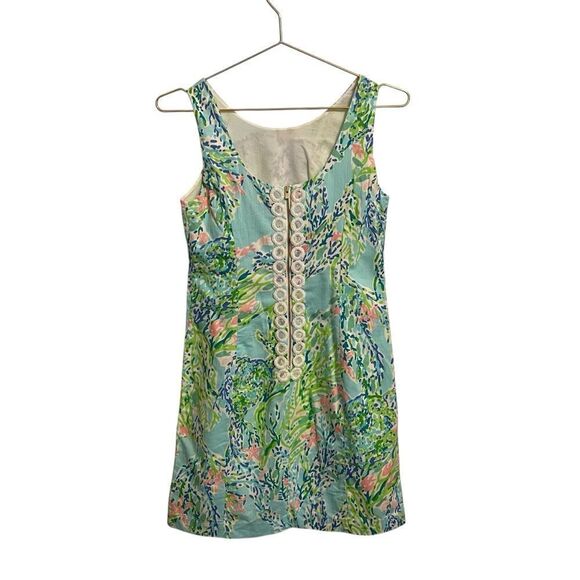 Lilly Pulitzer Cathy Skye Blue Heaven Iridescent Lace Back Shift Dress Size 0 - Picture 5 of 9